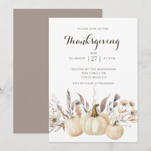 Rustic Thanksgiving Dinner Pumpkin  Invitation