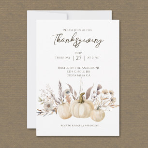 Rustic Thanksgiving Dinner Pumpkin  Invitation