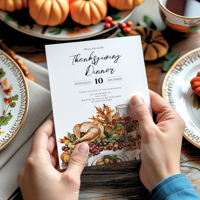 Rustic Thanksgiving Dinner Pumpkin Invitation (Creator Uploaded)