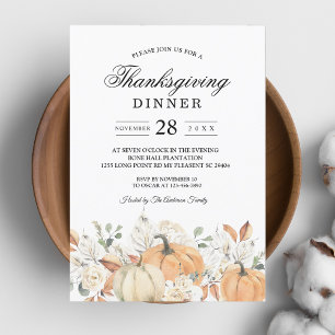 "Rustic Thanksgiving Dinner Pumpkin Invitation