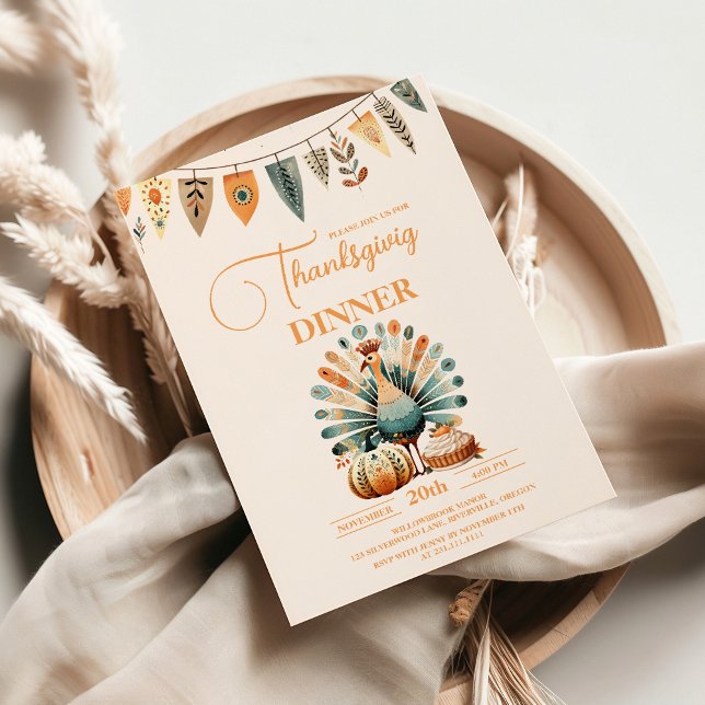 Rustic Thanksgiving Dinner Pumpkin Invitation (Creator Uploaded)