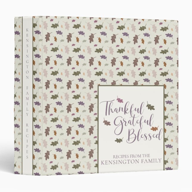 Rustic Thanksgiving Grateful Blessed Autumn Leaves Binder (Front/Spine)