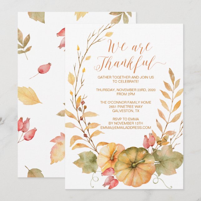 Rustic Thanksgiving Invitation Fall Invite (Front/Back)