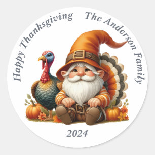 Rustic Thanksgiving Pumpkin Watercolor Autumn Classic Round Sticker