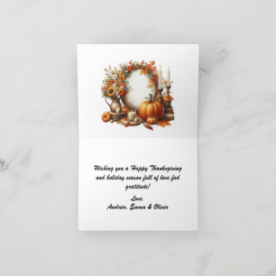 Rustic Thanksgiving Pumpkin Watercolor Autumn Holiday Card
