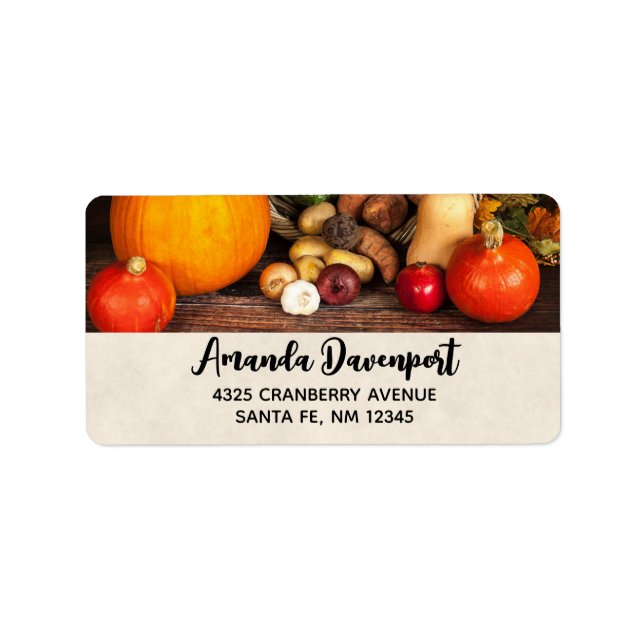 Rustic Thanksgiving Table Bountiful Harvest Label (Front)