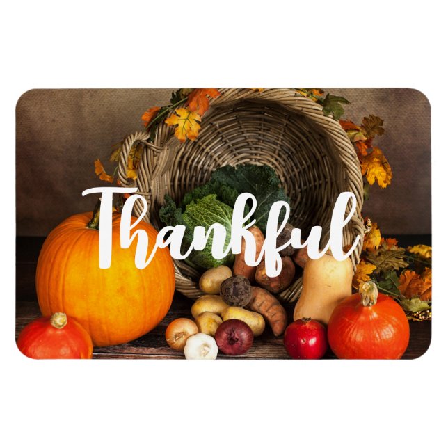 Rustic Thanksgiving Table Bountiful Harvest Magnet (Horizontal)