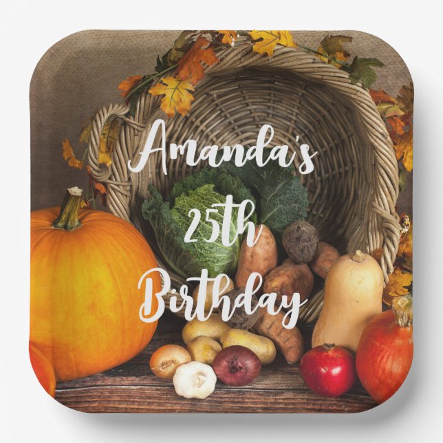 Rustic Thanksgiving Table Bountiful Harvest Paper Plate (Front)