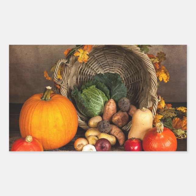 Rustic Thanksgiving Table Bountiful Harvest Sticker (Front)