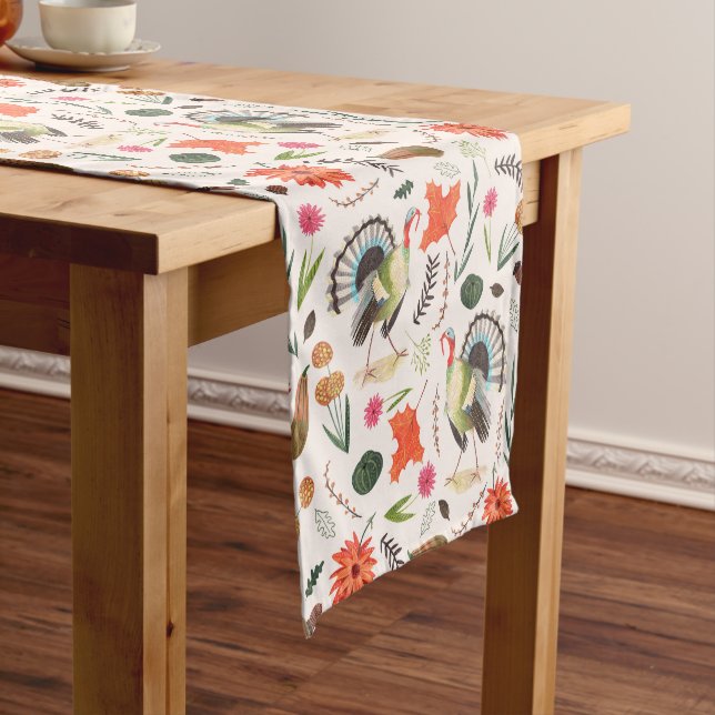 Rustic Thanksgiving turkey all-over print Short Table Runner (In Situ)
