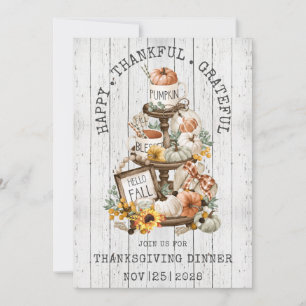 Rustic Thanksgiving Wood Autumn Invitation