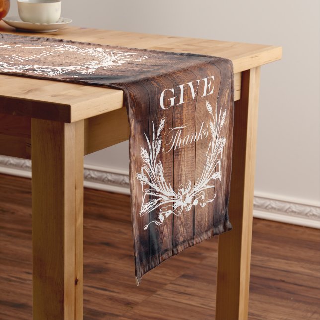 rustic thanksgiving wreath barn wood give thanks medium table runner (In Situ)