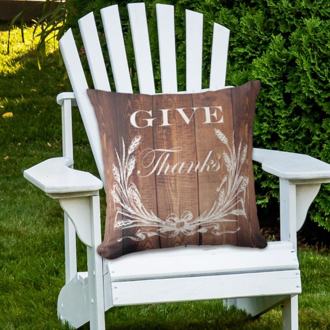 rustic thanksgiving wreath barn wood give thanks outdoor pillow (rustic thanksgiving wreath barn wood give thanks outdoor pillow)