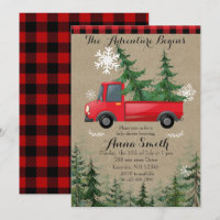 Rustic The Adventure Begins Baby Shower Invitation