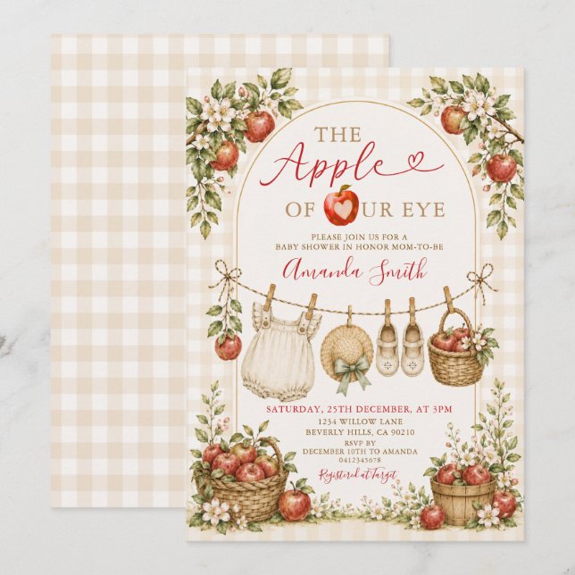 Rustic The Apple of Our Eye Baby Shower  Invitation (Front/Back)