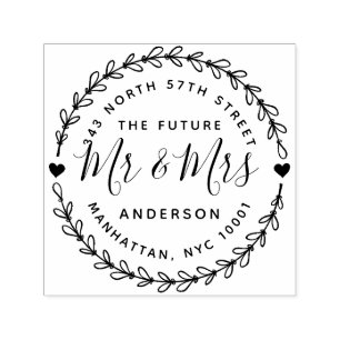 Rustic The Future Mr & Mrs Wedding Return Address Self-inking Stamp