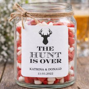 Rustic "The Hunt Is Over" Engagement Announcement  Square Sticker