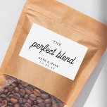 Rustic The Perfect Blend Wedding Coffee Favour Sticker<br><div class="desc">Custom-designed wedding coffee favour stickers and labels featuring "The Perfect Blend" rustic modern black and white design.</div>