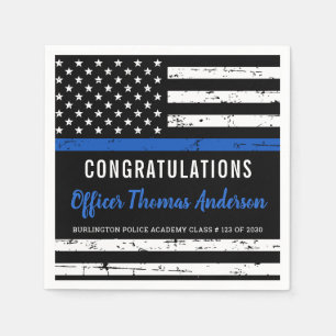 Rustic Thin Blue Line Flag Police Graduation Party Napkin