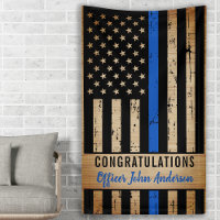 Rustic Thin Blue Line Flag Police Retirement