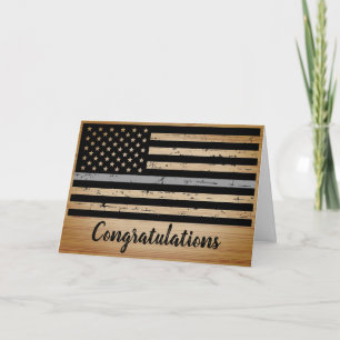 Rustic Thin Grey Line Correctional Officer Card