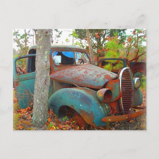 Rustic Thirties Junk Yard Pick Up Truck Postcard (Front)