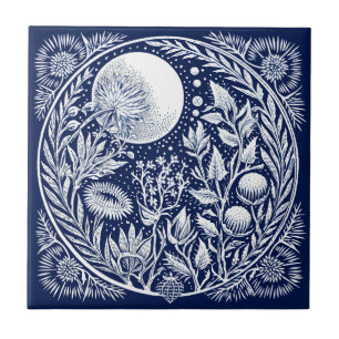 Rustic Thistle Moon Ceramic Tile
