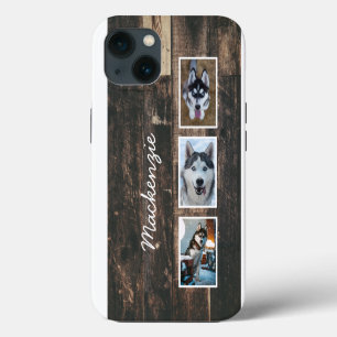Rustic Three  Photo Wood Collage Name  Case-Mate i iPhone 13 Case