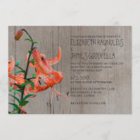 Rustic Tiger Lily Wedding Invitations