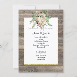 RUSTIC TIMBER NEUTRAL FLORAL WEDDING INVITATION
