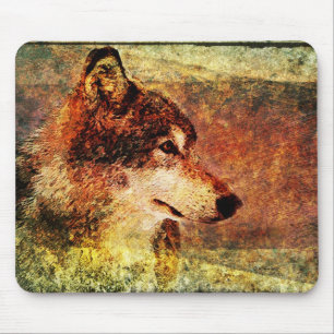 Rustic Timber Wolf Mouse Pad
