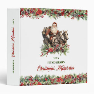 Rustic timeless Santa Claus with reindeer holly Binder