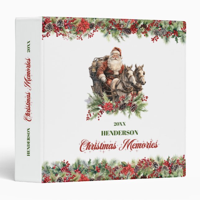 Rustic timeless Santa Claus with reindeer holly Binder (Front/Spine)