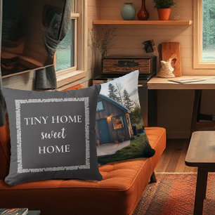Rustic tiny home sweet home photo vintage throw pillow