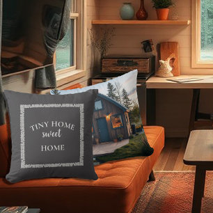 Rustic tiny home sweet home photo vintage throw pillow