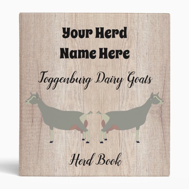 Rustic Toggenburg Dairy Goats Herd Book Binder (Front)