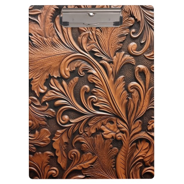 Rustic tooled leather  clipboard (Front)
