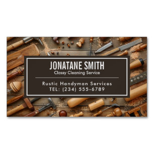Rustic Tools Carpenter Handyman Woodworker Magnetic Business Card