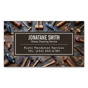 Rustic Tools Carpenter Handyman Woodworker Magnetic Business Card