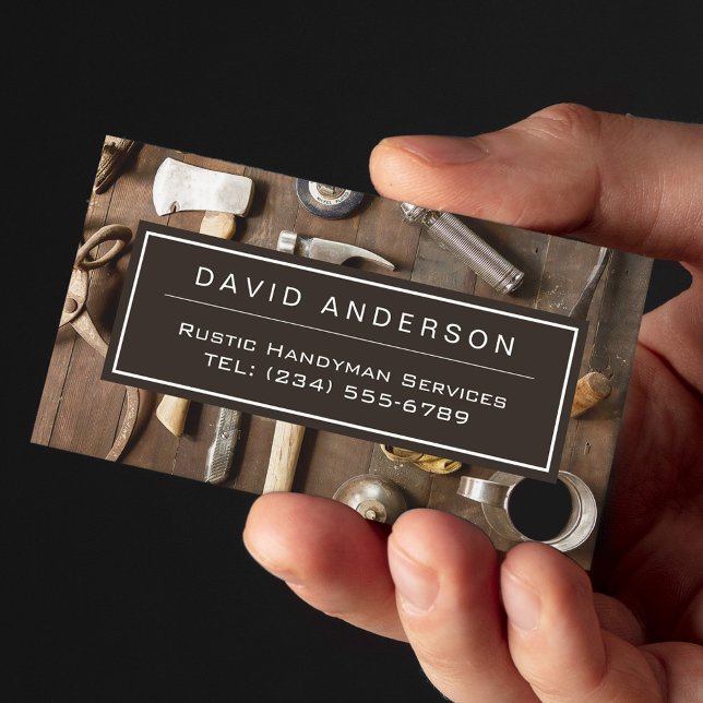 Rustic Tools Carpenter Handyman Woodworker Magnetic Business Card (Creator Uploaded)