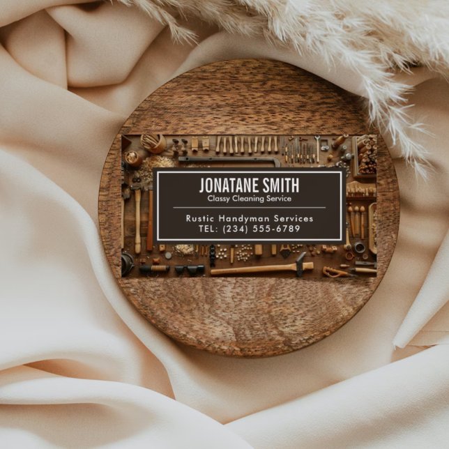 Rustic Tools Carpenter Handyman Woodworker Magnetic Business Card (Creator Uploaded)