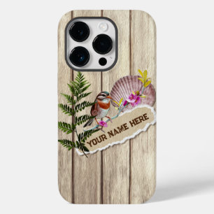 Rustic Torn Paper Wood Oil Paint Personalize Name Case-Mate iPhone 14 Pro Case