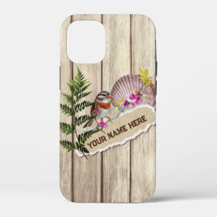 Rustic Torn Paper Wood Oil Paint Personalize Name iPhone 12 Mini Case
