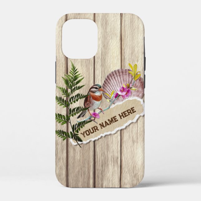 Rustic Torn Paper Wood Oil Paint Personalize Name Case-Mate iPhone Case (Back)