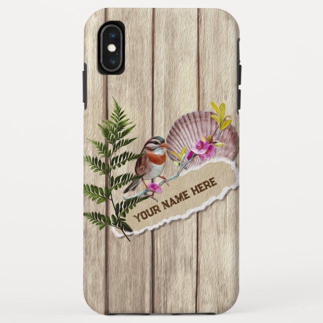 Rustic Torn Paper Wood Oil Paint Personalize Name Case-Mate iPhone Case (Back)