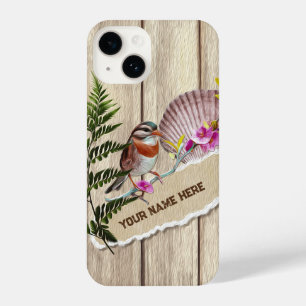 Rustic Torn Paper Wood Oil Paint Personalize Name iPhone 14 Case