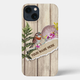 Rustic Torn Paper Wood Oil Paint Personalize Name iPhone 13 Case