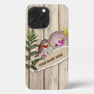 Rustic Torn Paper Wood Oil Paint Personalize Name iPhone 13 Pro Case