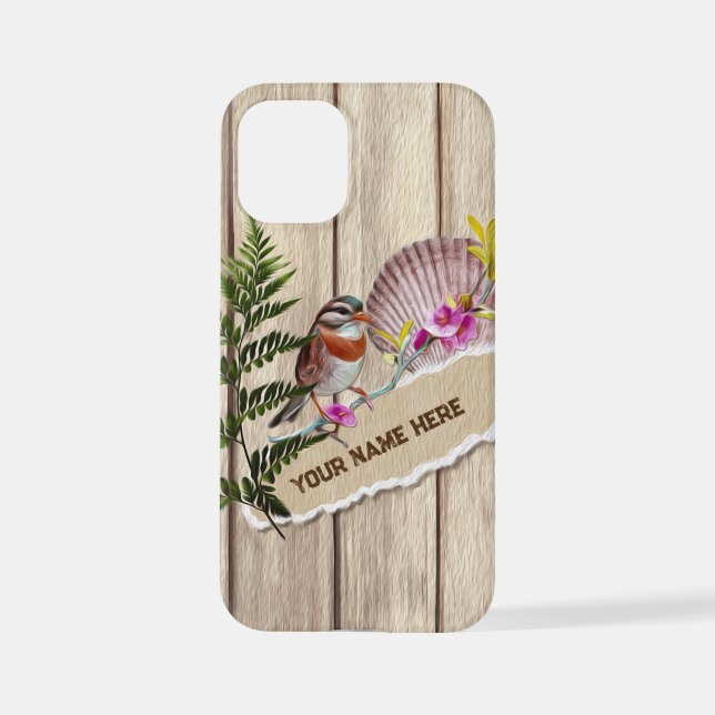 Rustic Torn Paper Wood Oil Paint Personalize Name iPhone Case (Back)