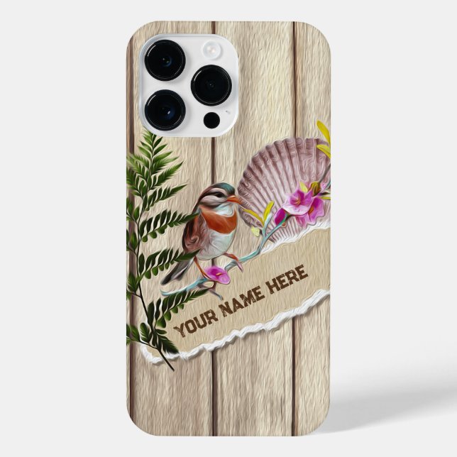 Rustic Torn Paper Wood Oil Paint Personalize Name iPhone Case (Back)